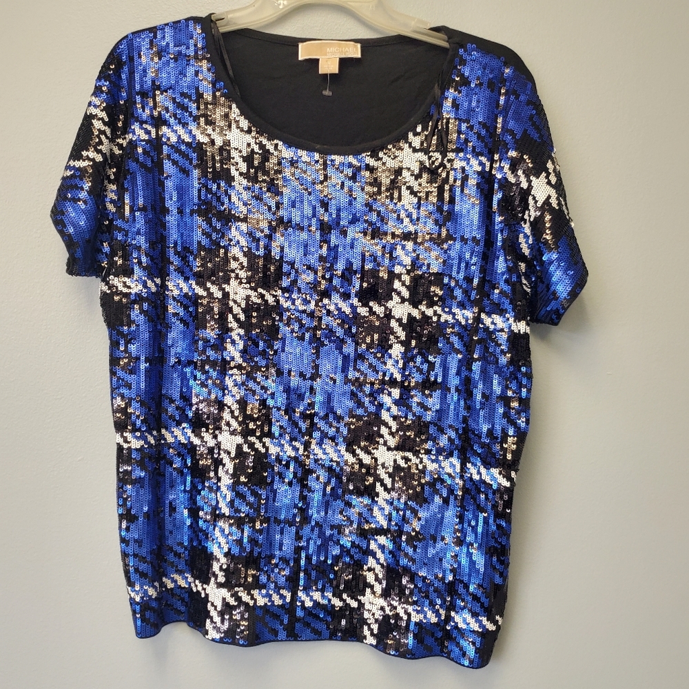 Argyle Pattern Sequin Michael Kors Top - image 1